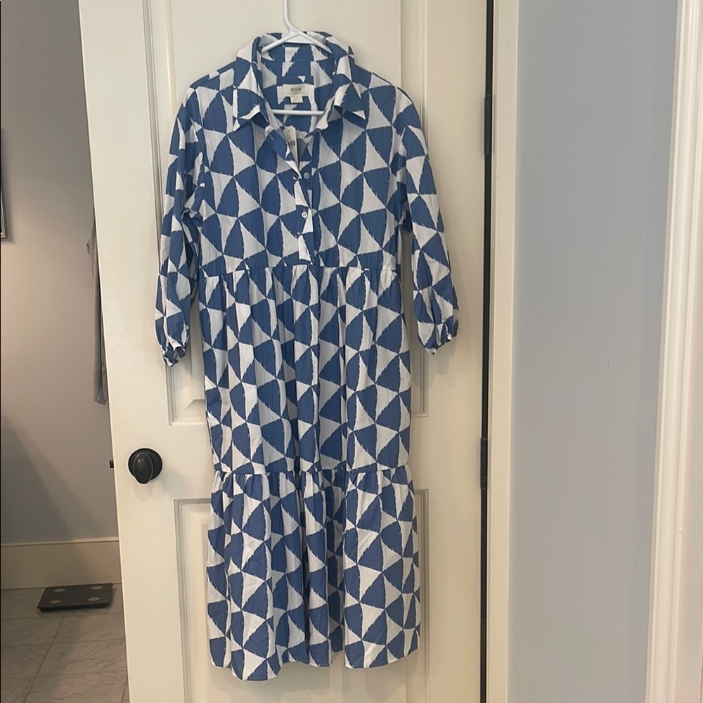 Anthropologie Maeve Bettina Dress Blue and White